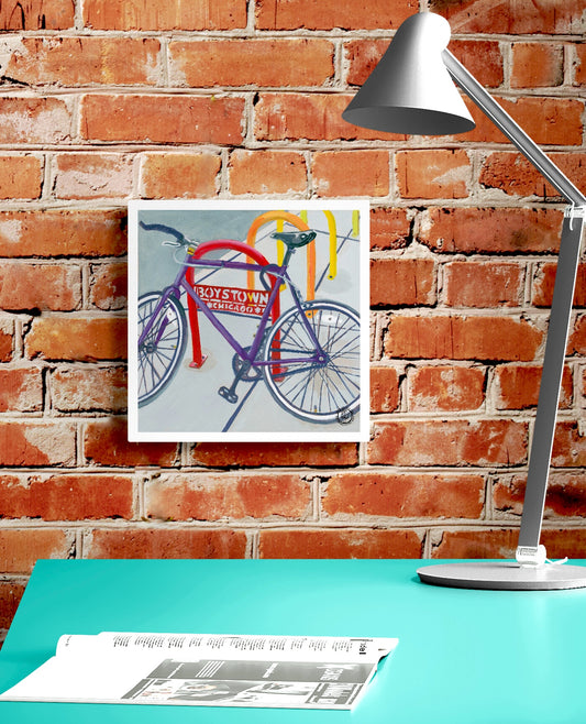 Wheelgirlart Bicycle Chicago Boystown ALUMINUM PHYSICAL PRINT