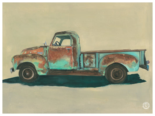 Wheelgirlart 1950 Chevy Patina Pickup HD ChromaLuxe® ALUMINUM PHYSICAL PRINT