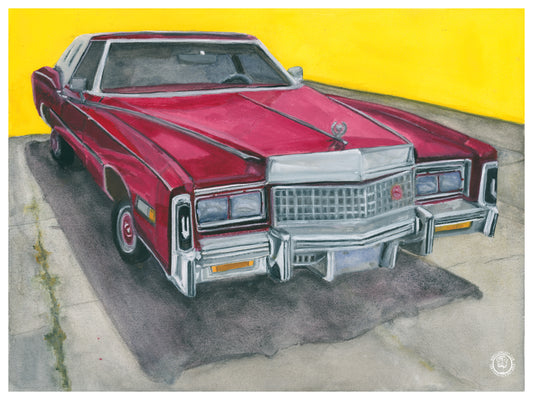 Wheelgirlart 1978 Cadillac Fleetwood Eldorado Cabriolet Coupe Red HD ChromaLuxe® ALUMINUM PHYSICAL PRINT