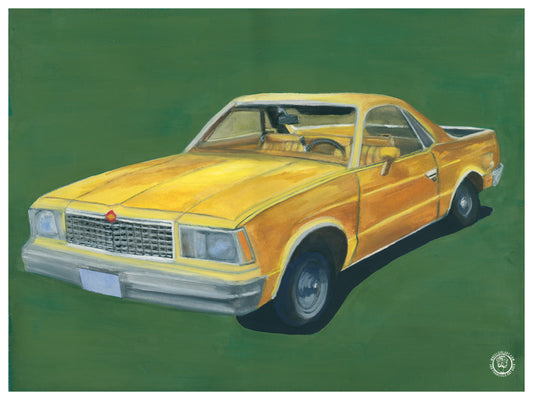 Wheelgirlart 1978 Chevy El Camino Yellow HD ChromaLuxe® ALUMINUM PHYSICAL PRINT