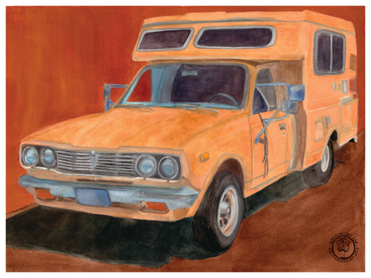 Wheelgirlart 1978 Toyota Chinook Econo Concourse Camper HD ChromaLuxe® ALUMINUM PHYSICAL PRINT