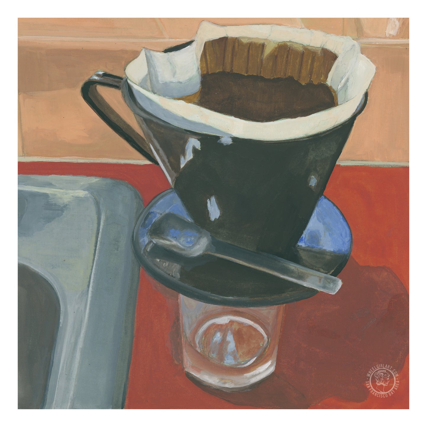 Wheelgirlart Coffee with Blue Skies All Day HD ChromaLuxe® ALUMINUM PHYSICAL PRINT