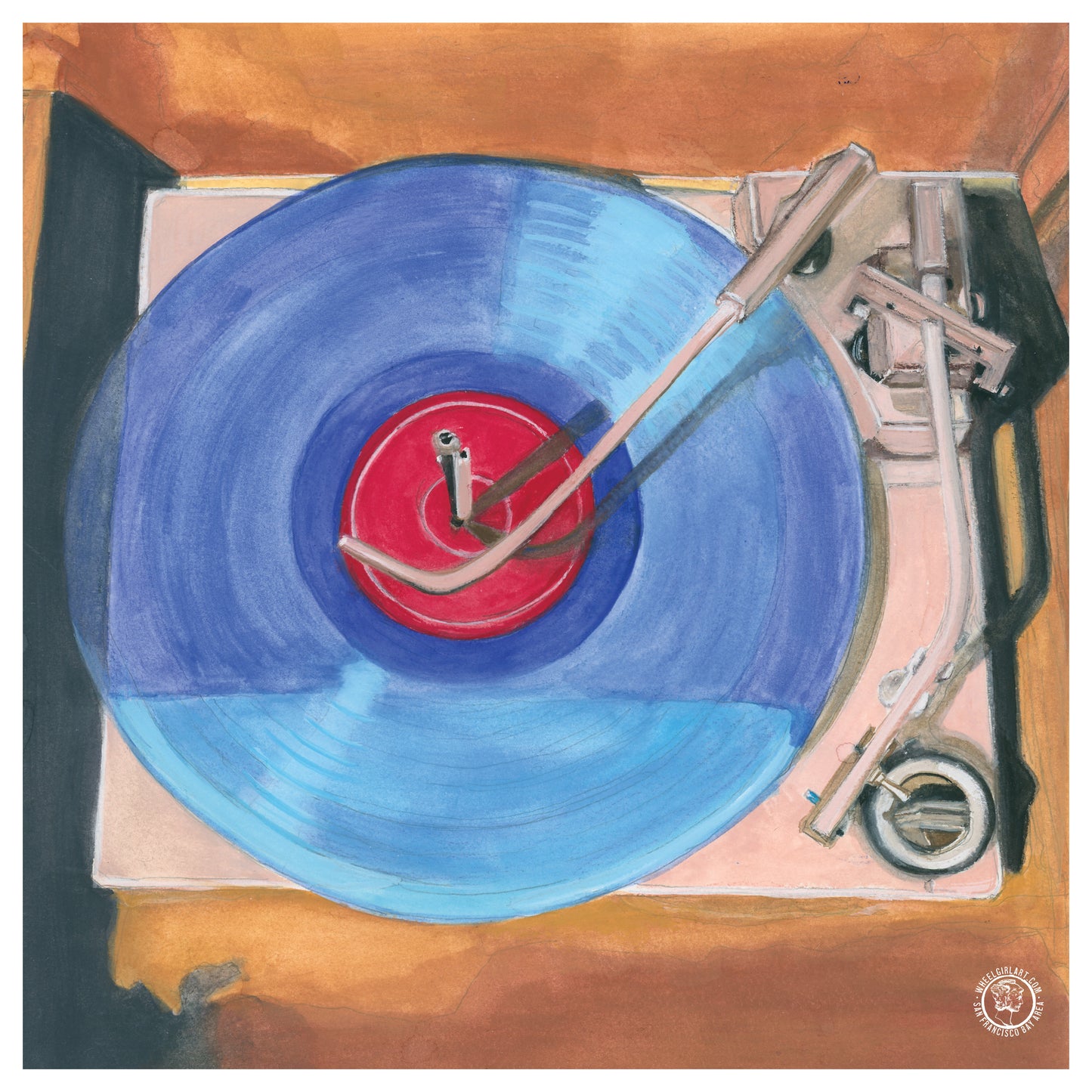 Wheelgirlart Record Player HD ChromaLuxe® ALUMINUM PHYSICAL PRINT