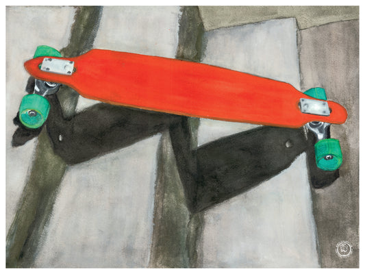 Wheelgirlart Skateboard Orange SK8 No. 4 HD ChromaLuxe® ALUMINUM PHYSICAL PRINT