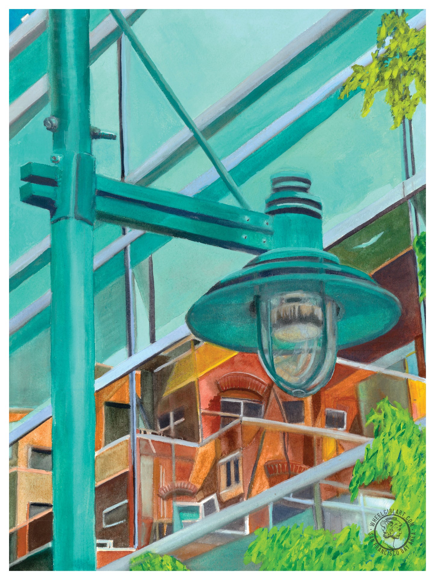 Wheelgirlart Streetlight Emeryville HD ChromaLuxe® ALUMINUM PHYSICAL PRINT