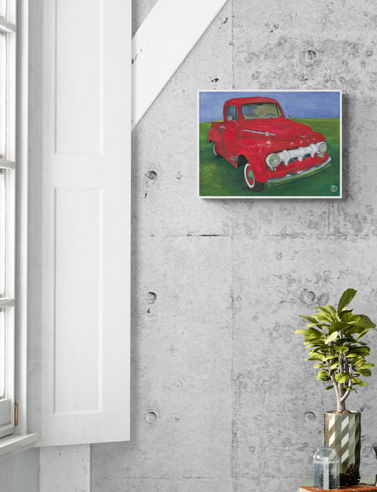 Wheelgirlart 1952 Ford Pickup Red HD ChromaLuxe® ALUMINUM PHYSICAL PRINT
