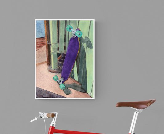 Wheelgirlart Skateboard Purple SK8 No. 3 HD ChromaLuxe® ALUMINUM PHYSICAL PRINT