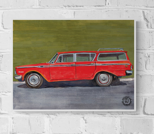 Wheelgirlart 1962 AMC Rambler Classic Cross Country Custom Wagon Red No2 HD ChromaLuxe® ALUMINUM PHYSICAL PRINT
