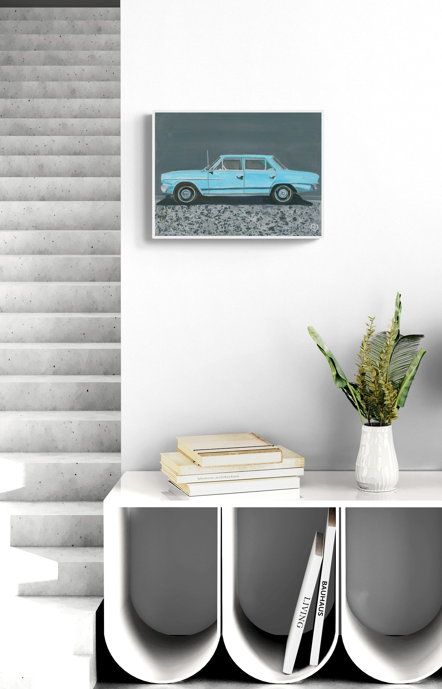 Wheelgirlart 1964 AMC Rambler American 330 Blue HD ChromaLuxe® ALUMINUM PHYSICAL PRINT