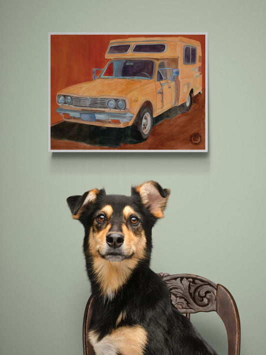 Wheelgirlart 1978 Toyota Chinook Econo Concourse Camper HD ChromaLuxe® ALUMINUM PHYSICAL PRINT