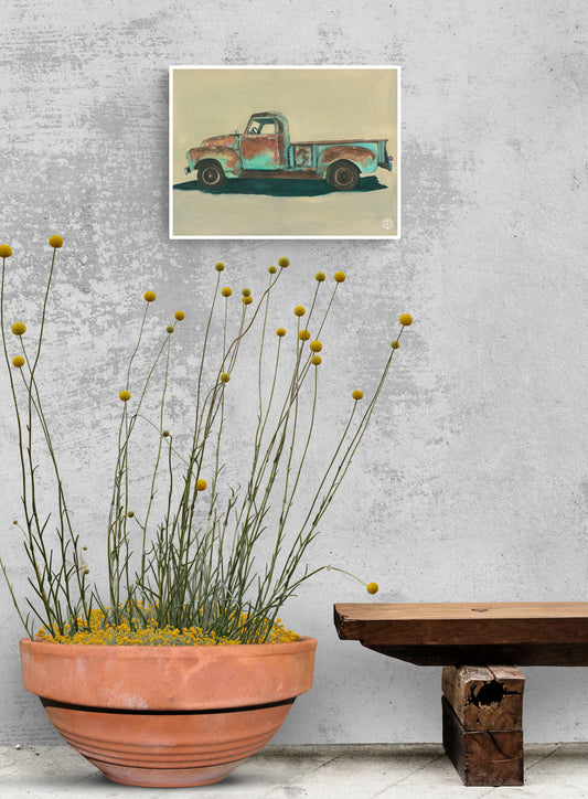 Wheelgirlart 1950 Chevy Patina Pickup HD ChromaLuxe® ALUMINUM PHYSICAL PRINT