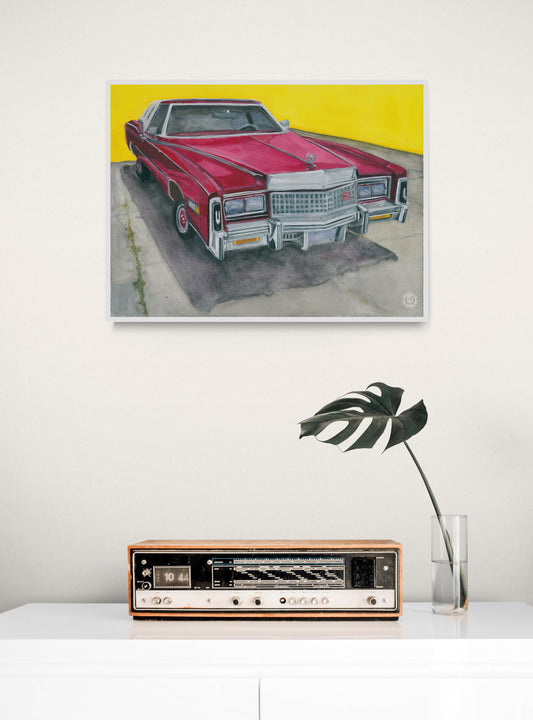Wheelgirlart 1978 Cadillac Fleetwood Eldorado Cabriolet Coupe Red HD ChromaLuxe® ALUMINUM PHYSICAL PRINT