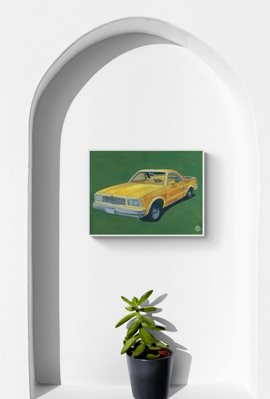 Wheelgirlart 1978 Chevy El Camino Yellow HD ChromaLuxe® ALUMINUM PHYSICAL PRINT