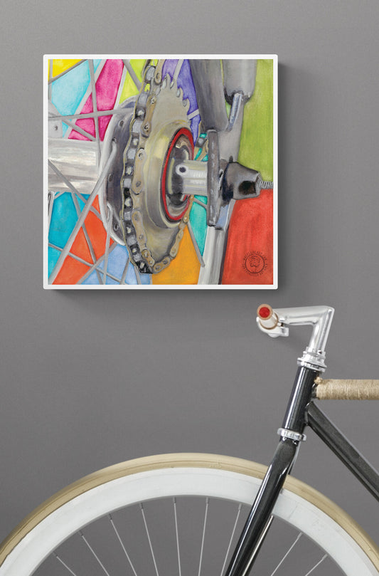 Wheelgirlart Bike Freewheel Single Speed HD ChromaLuxe® ALUMINUM PHYSICAL PRINT