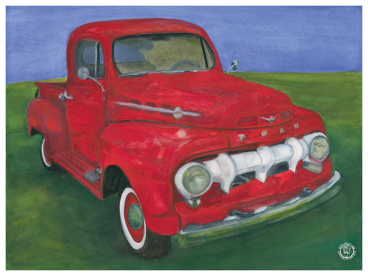 Wheelgirlart 1952 Ford Pickup Red HD ChromaLuxe® ALUMINUM PHYSICAL PRINT