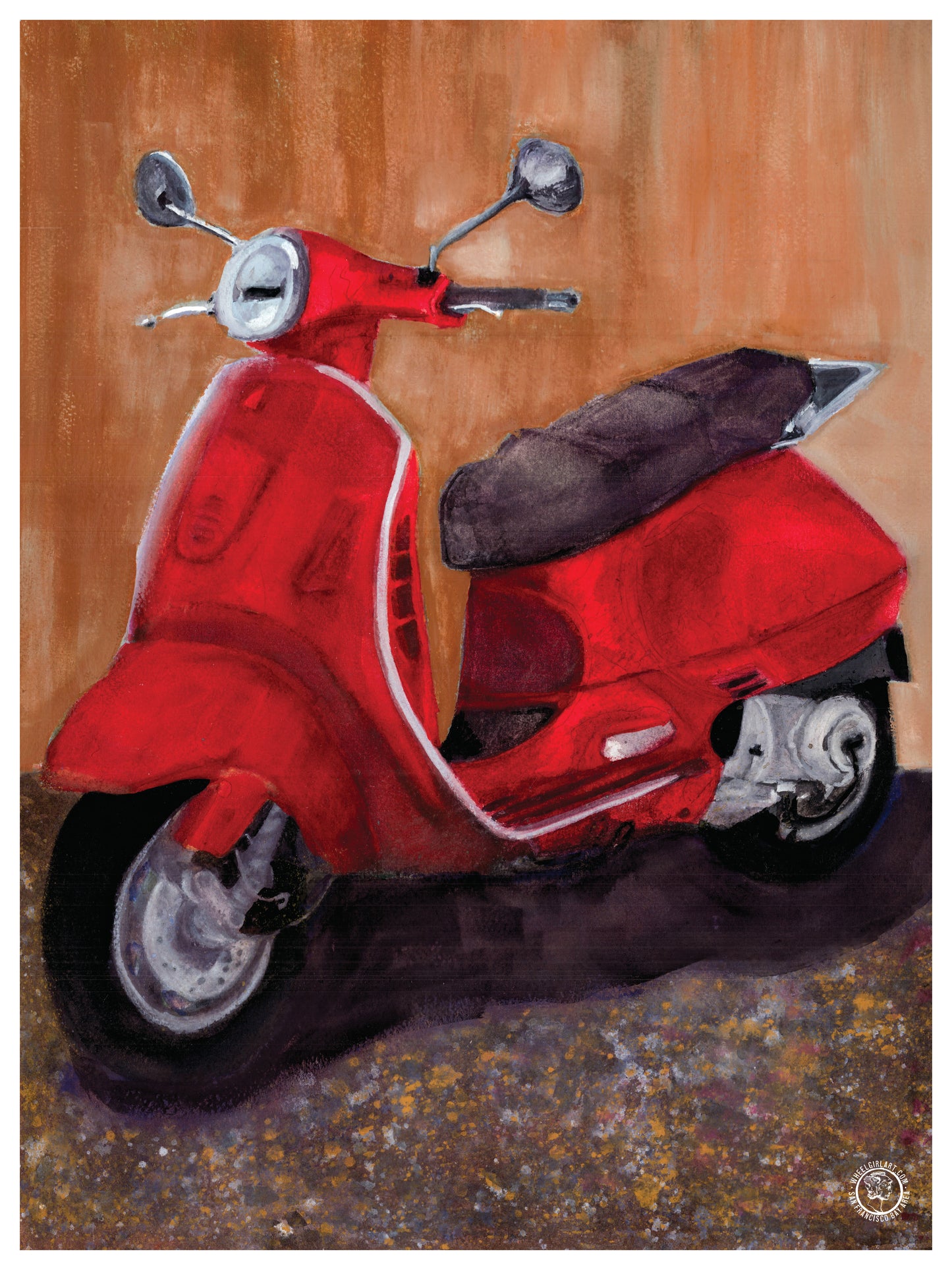 Wheelgirlart 2004 Vespa Scooter GT200 L Red HD ChromaLuxe® ALUMINUM PHYSICAL PRINT