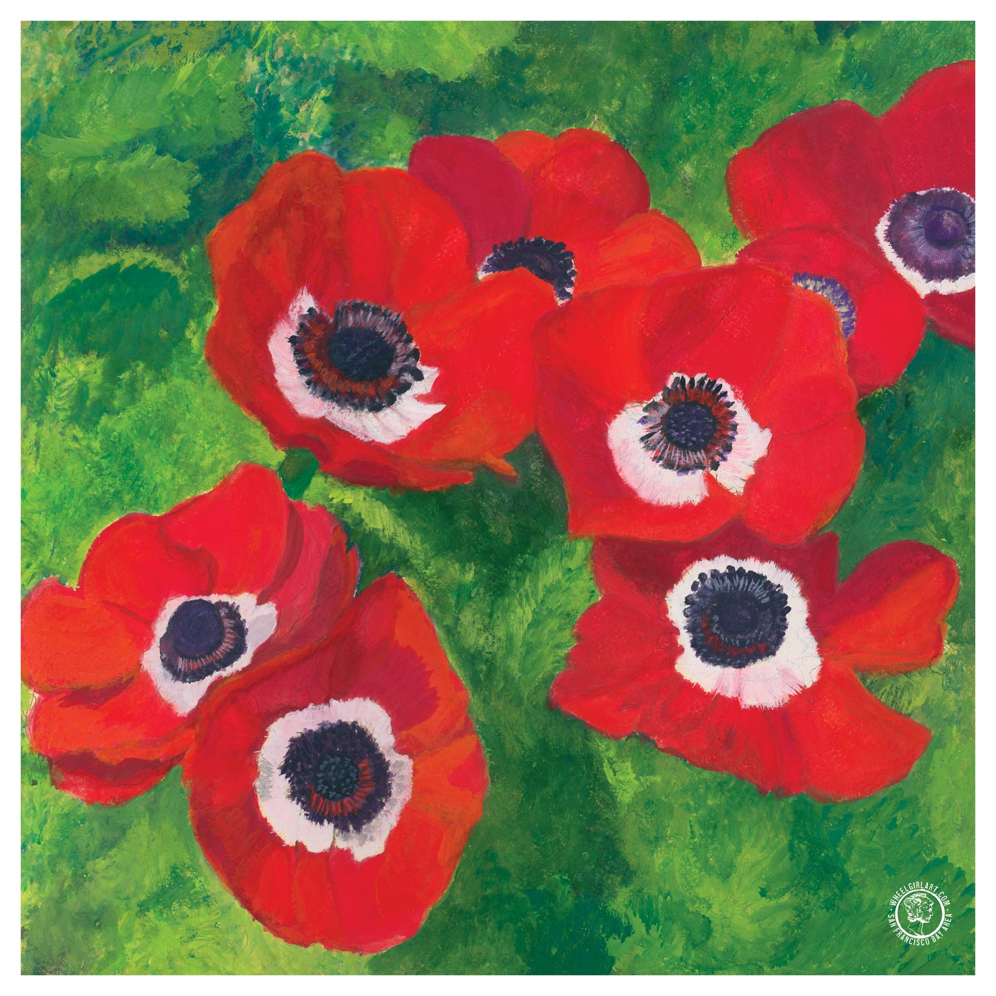 Wheelgirlart Anemones 8 Red HD ChromaLuxe® ALUMINUM PHYSICAL PRINT