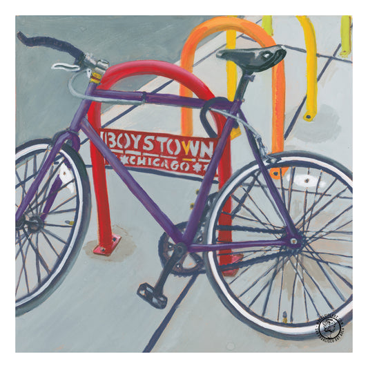 Wheelgirlart Bicycle Chicago Boystown ALUMINUM PHYSICAL PRINT