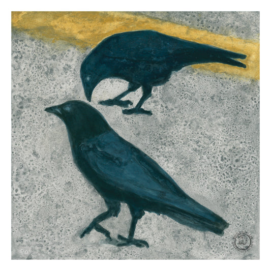 Wheelgirlart Two Crows on Asphalt HD ChromaLuxe® ALUMINUM PHYSICAL PRINT