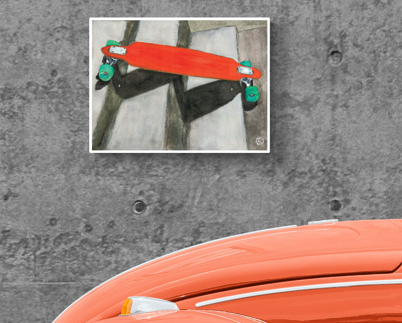 Wheelgirlart Skateboard Orange SK8 No. 4 HD ChromaLuxe® ALUMINUM PHYSICAL PRINT