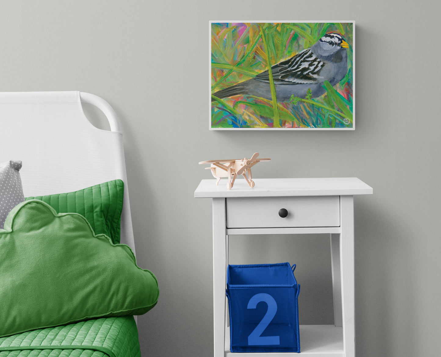 Wheelgirlart Sparrow White Crowned HD ChromaLuxe® ALUMINUM PHYSICAL PRINT