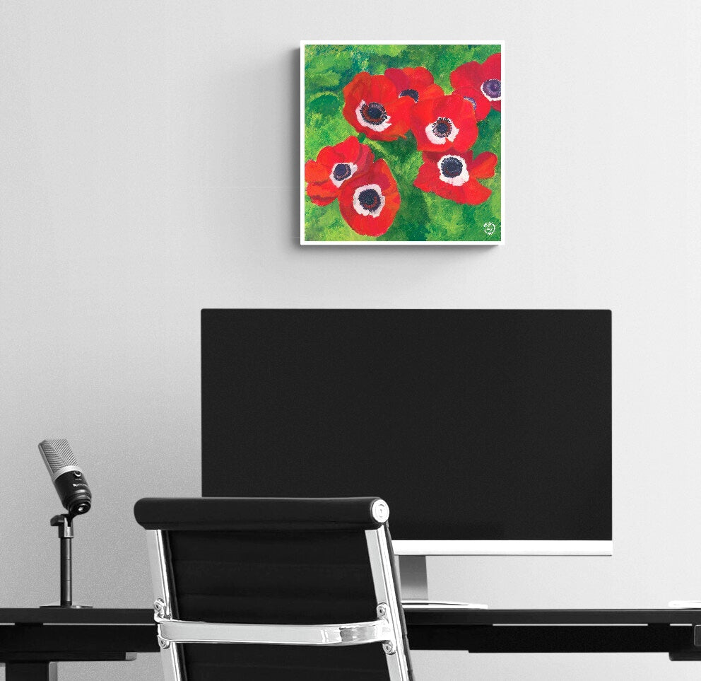 Wheelgirlart Anemones 8 Red HD ChromaLuxe® ALUMINUM PHYSICAL PRINT