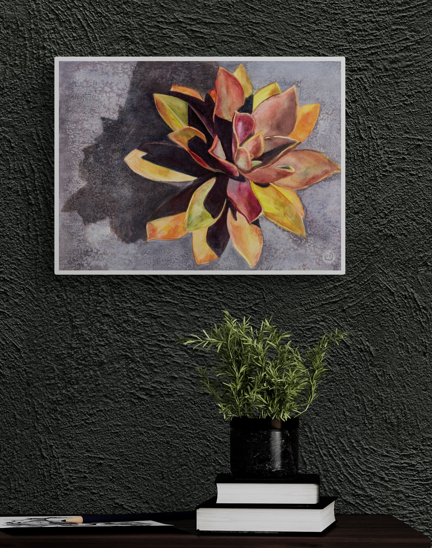 Wheelgirlart California Sunset Succulent No. 2 HD ChromaLuxe® ALUMINUM PHYSICAL PRINT