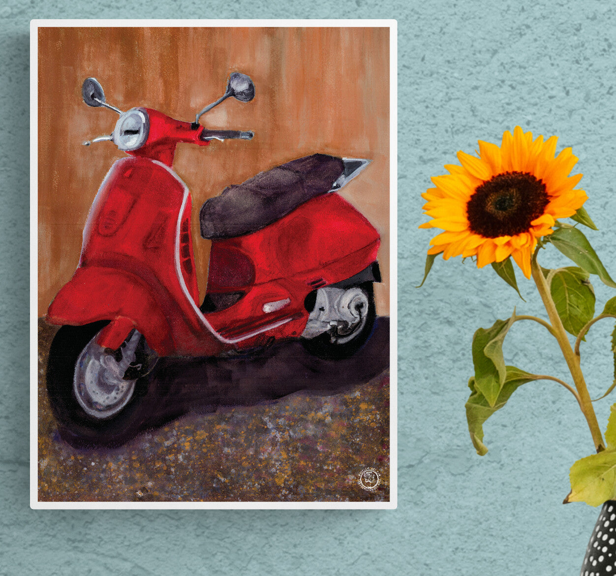 Wheelgirlart 2004 Vespa Scooter GT200 L Red HD ChromaLuxe® ALUMINUM PHYSICAL PRINT